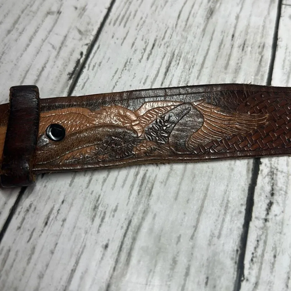 Brazos Joes Belts Leather Eagle Belt Buckle Sz.30 Brown‎ Ornate Belt